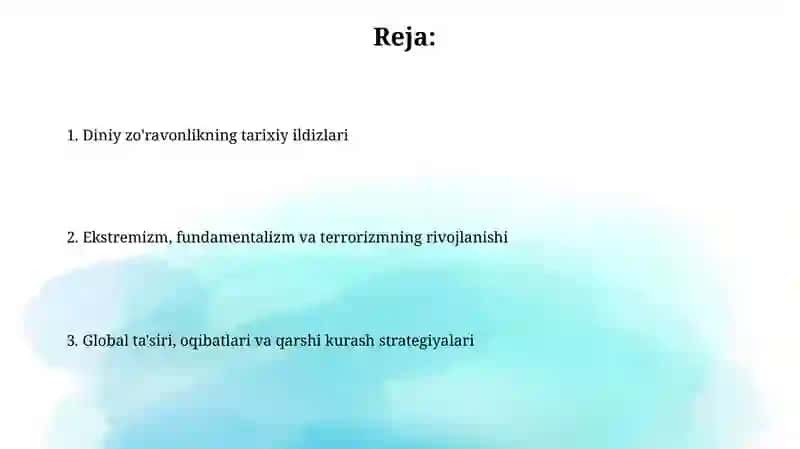 Diniy fanatizm, ekstrerimizm, fundamentalizm, terrorizmning tarixi 2
