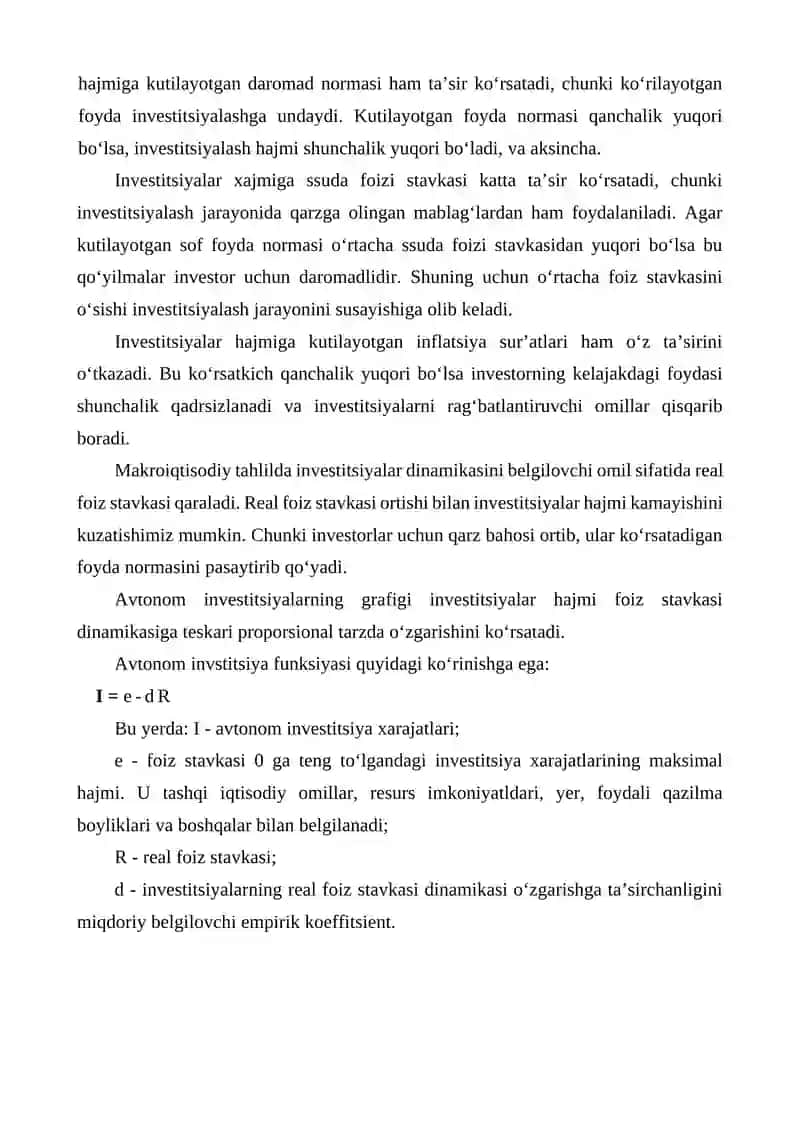 Investitsiya Siyosati va Investitsiya Faoliyatini Tartibga Solish 2
