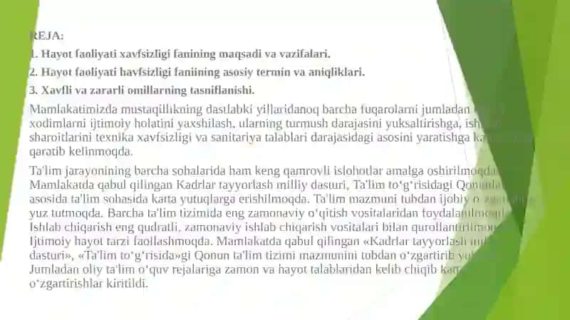 Hayot faoliyati xavfsizligi 2