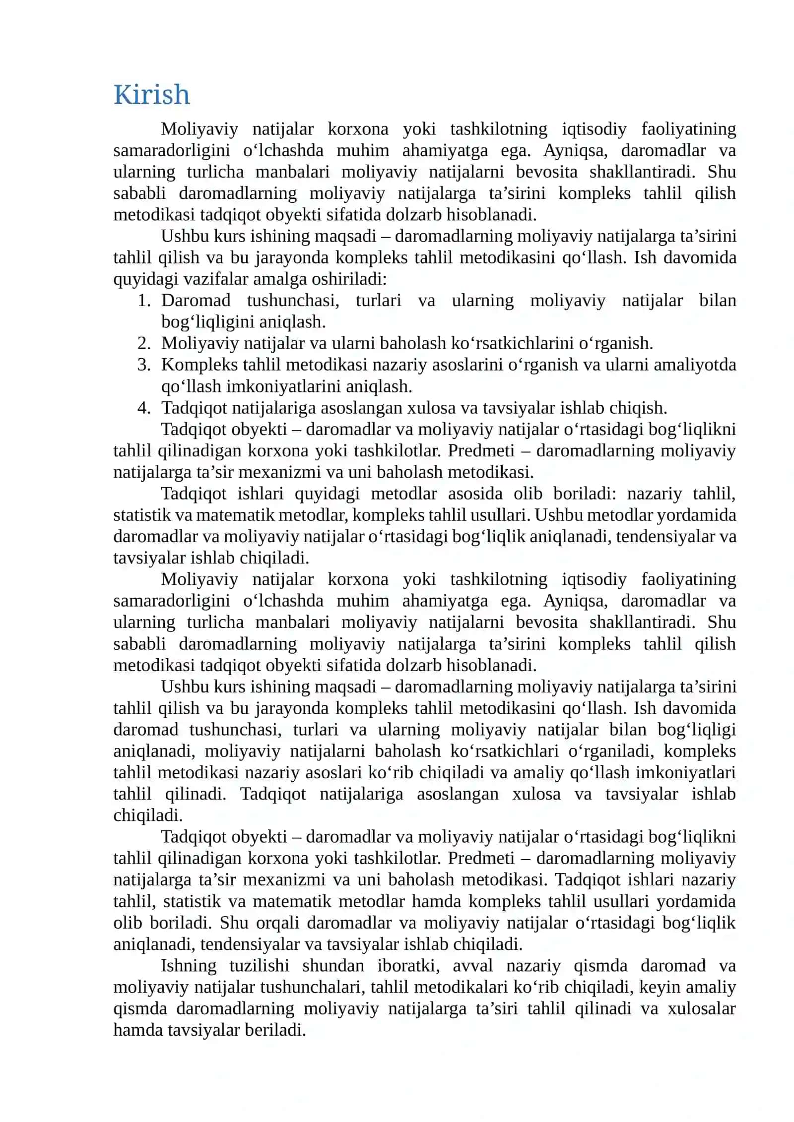 Daromadlarning moliyaviy natijalariga ta'siri kompleks tahlil qilish metodikasi 2