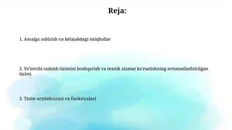Tizim arxitekturasi va funksiyalari 2
