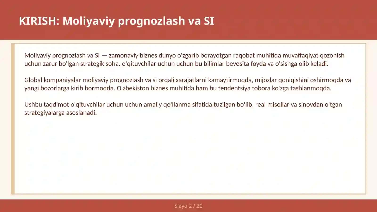 Moliyaviy Prognozlash va SI 2