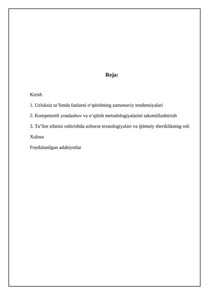 Uzluksiz ta'limda fanlarni oʻqitishning zamonaviy tendensiyalari 2