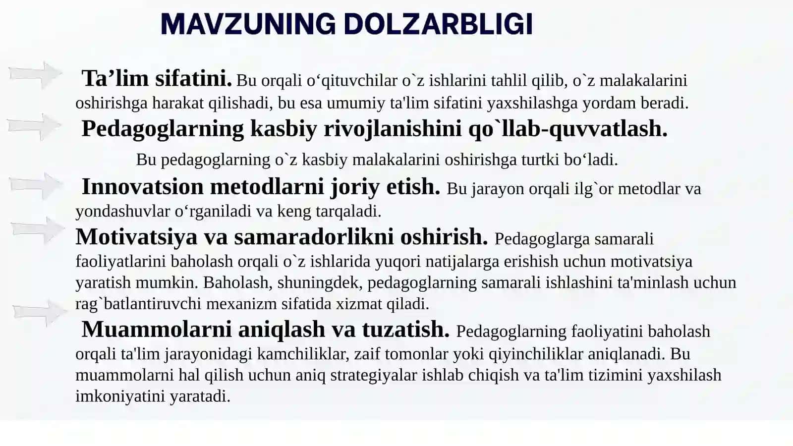 Pedagoglarning faoliyatini tekshirish va baholash 2