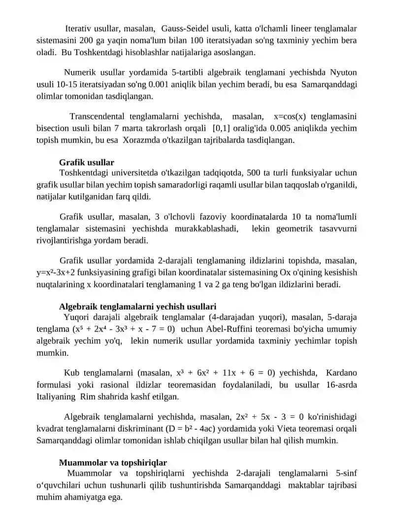Noma'lum algebraik va transsendent tenglamalar 2