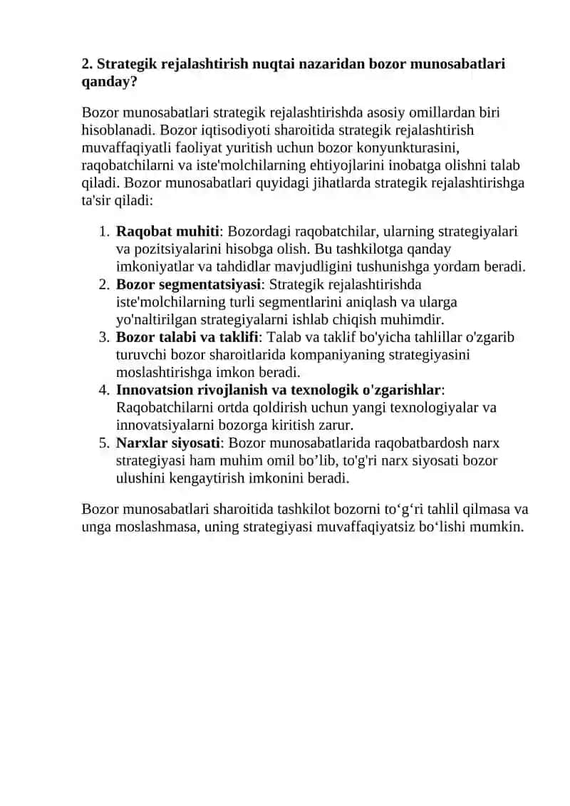 Strategik rejalashtirish 2