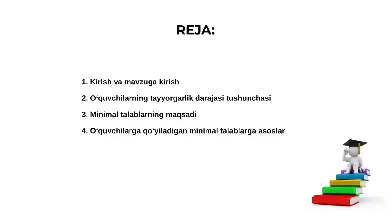 O'quvchilarning tayyorgarlik darajasiga minimal talablar 2