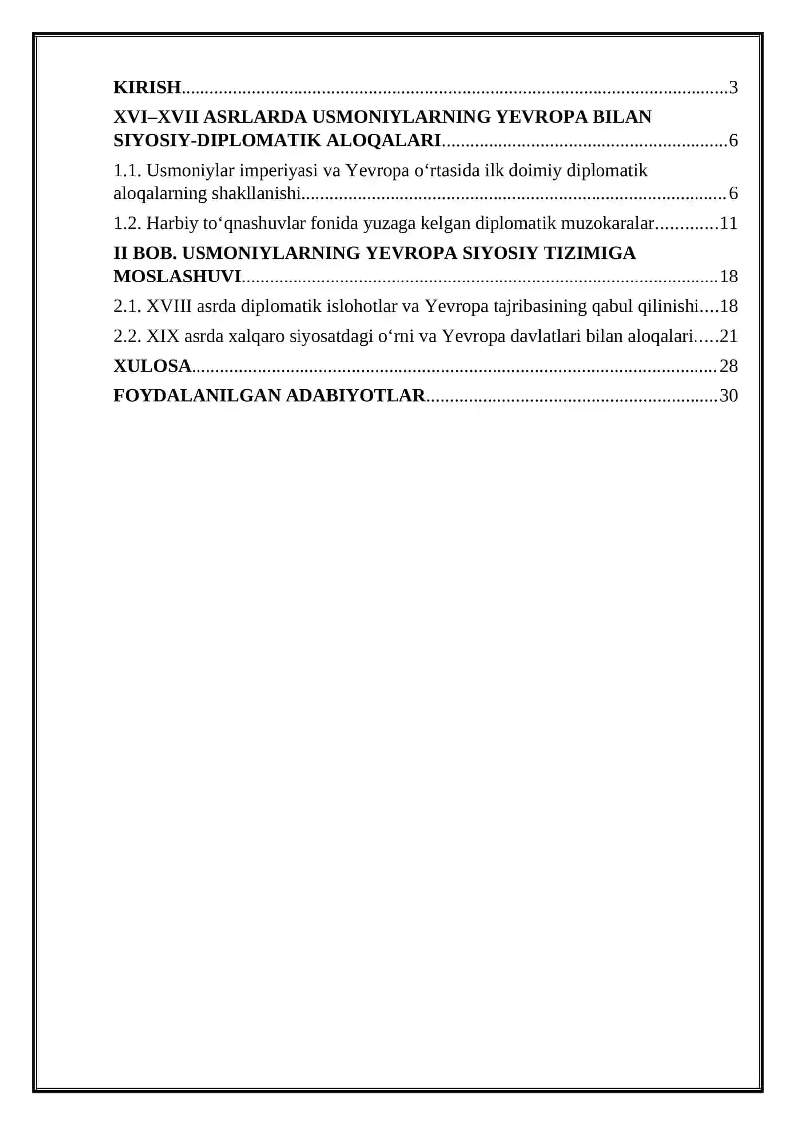 Usmoniylar imperiyasining Yevropa davlatlari bilandiplomatik munosabatlari (XVI-XIX asrlar) 2