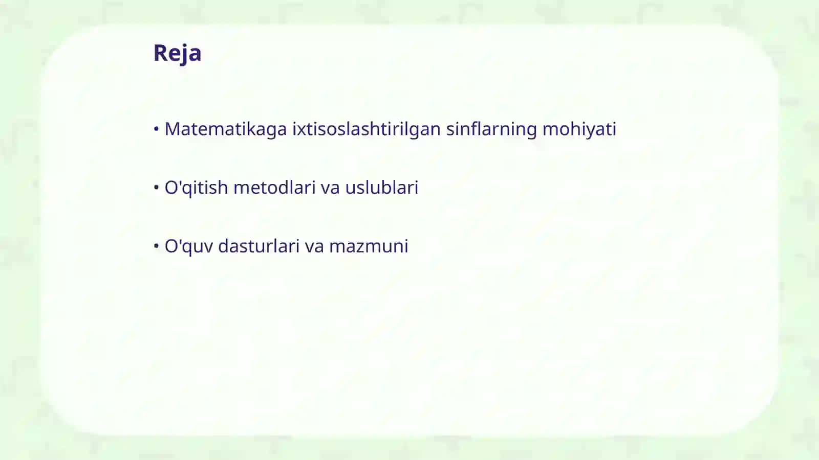 Matematikaga ixtisoslashtirilgan sinflarga o'qitishni tashkil etish 2