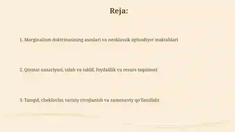 Marjinalizm ta'limoti va neoklassik iqtisodiy maktablar 2