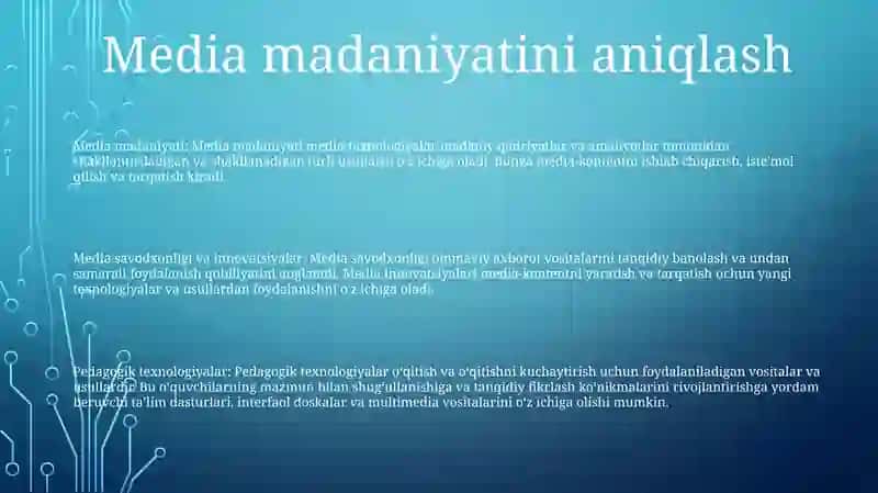 Media Madaniyati Va Innavatsion Va Pedagogik Texnologiyalar 2