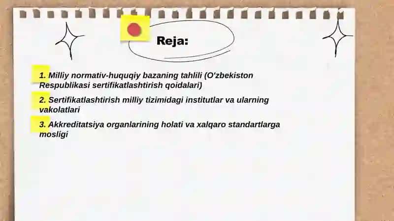 O'zbekiston Respublikasi sertifikatlashtirish milliy tizimi 2