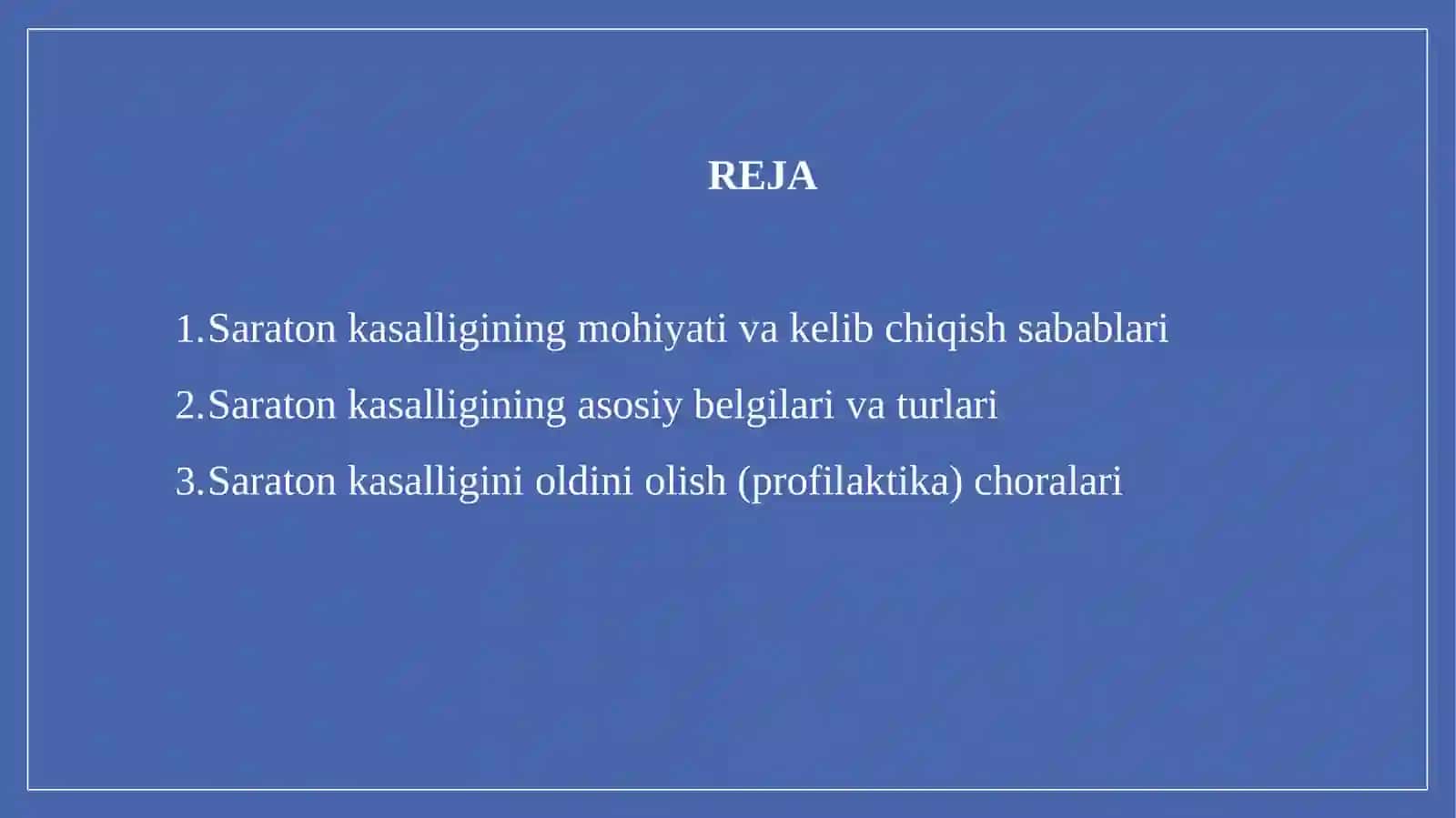 Saraton kasalligi:belgilari va profilaktika 2