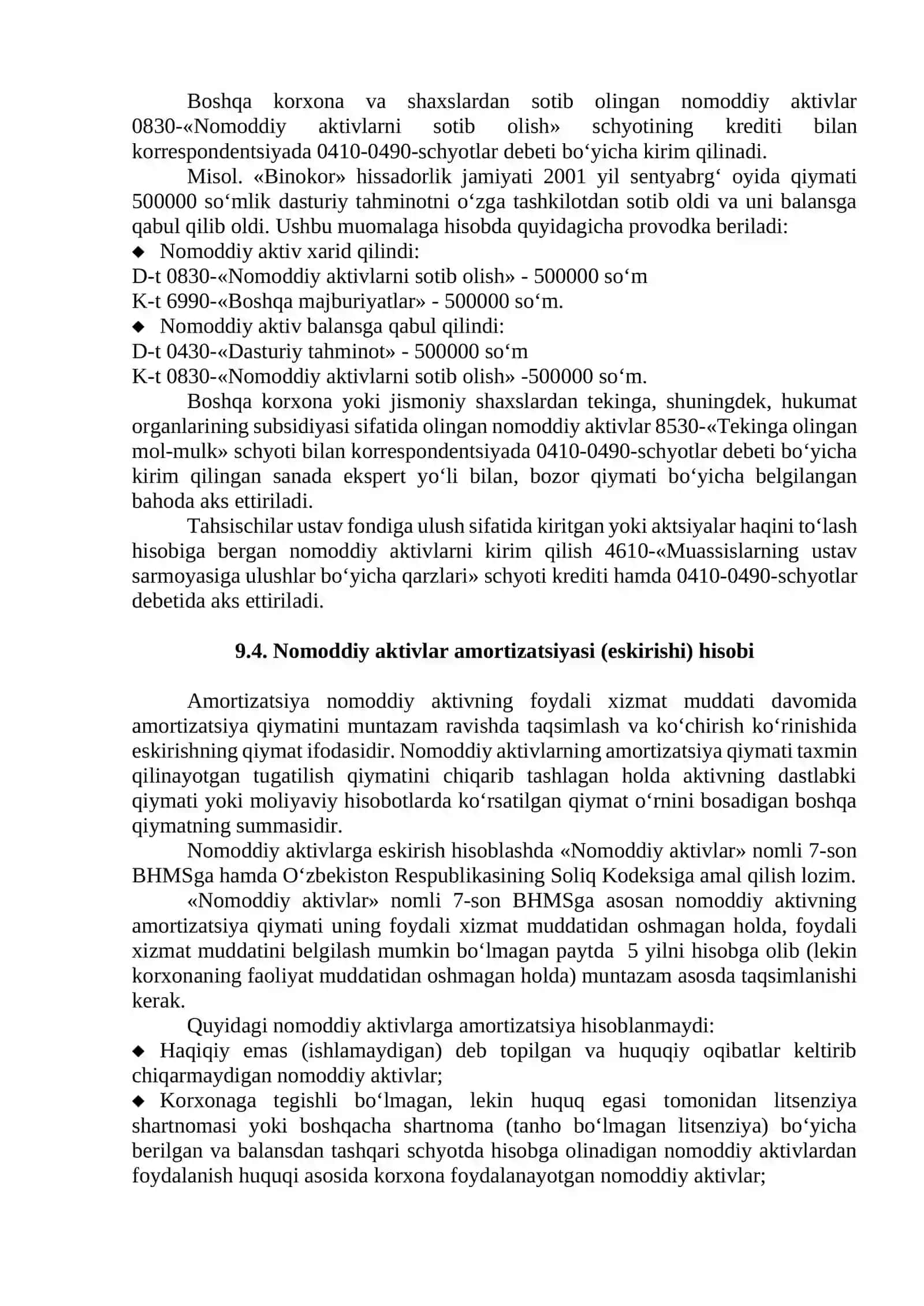 Nomoddiy aktivlarning analitik va sintetik hisobini tashkil qilish 2