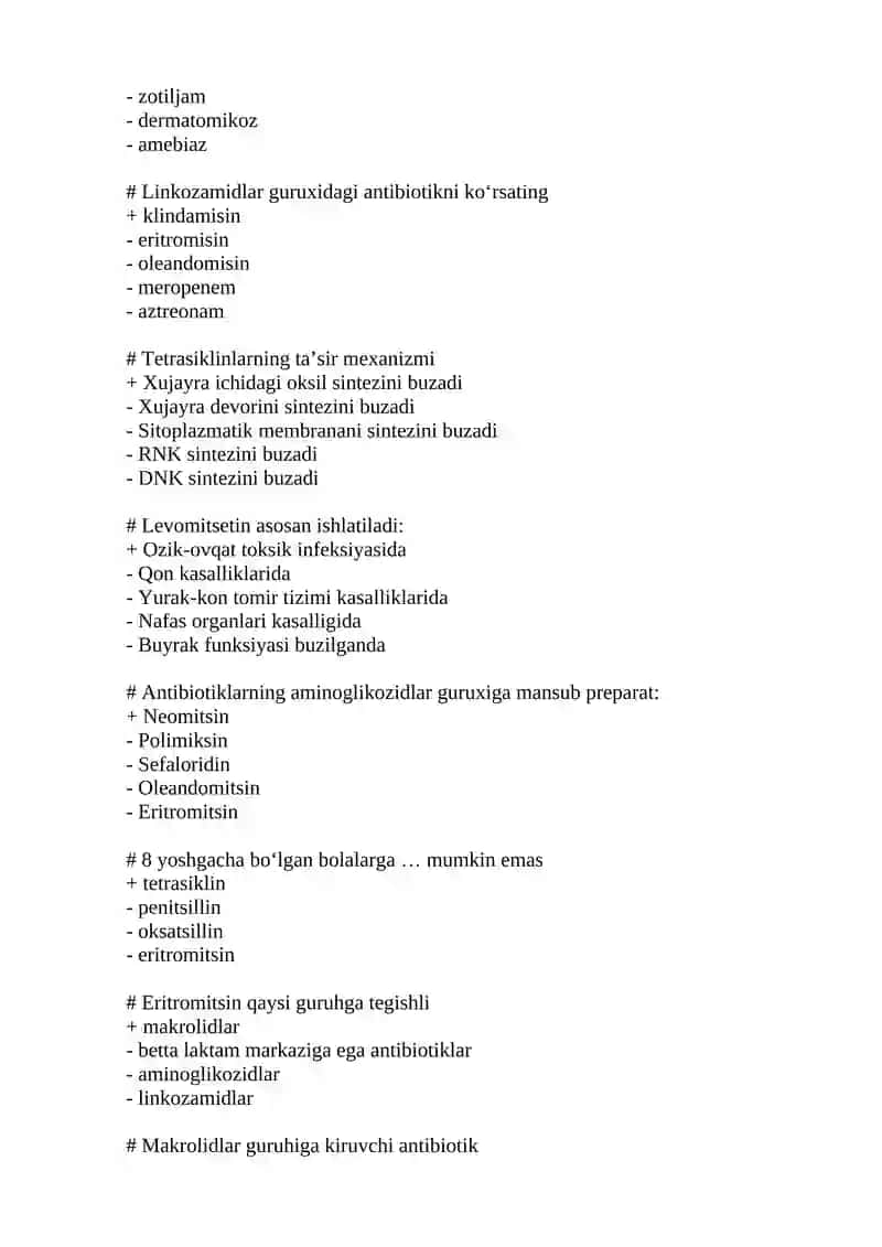 Tetrasiklinlar guruhiga mansub antibiotiklarni koʻrsating 2