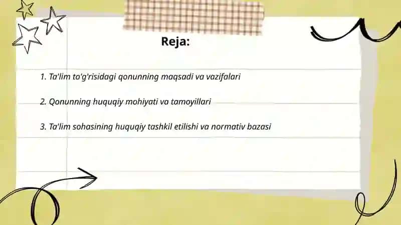 Talim to'g'risidagi qonun tuzulishi va umumiy mohiyati 2