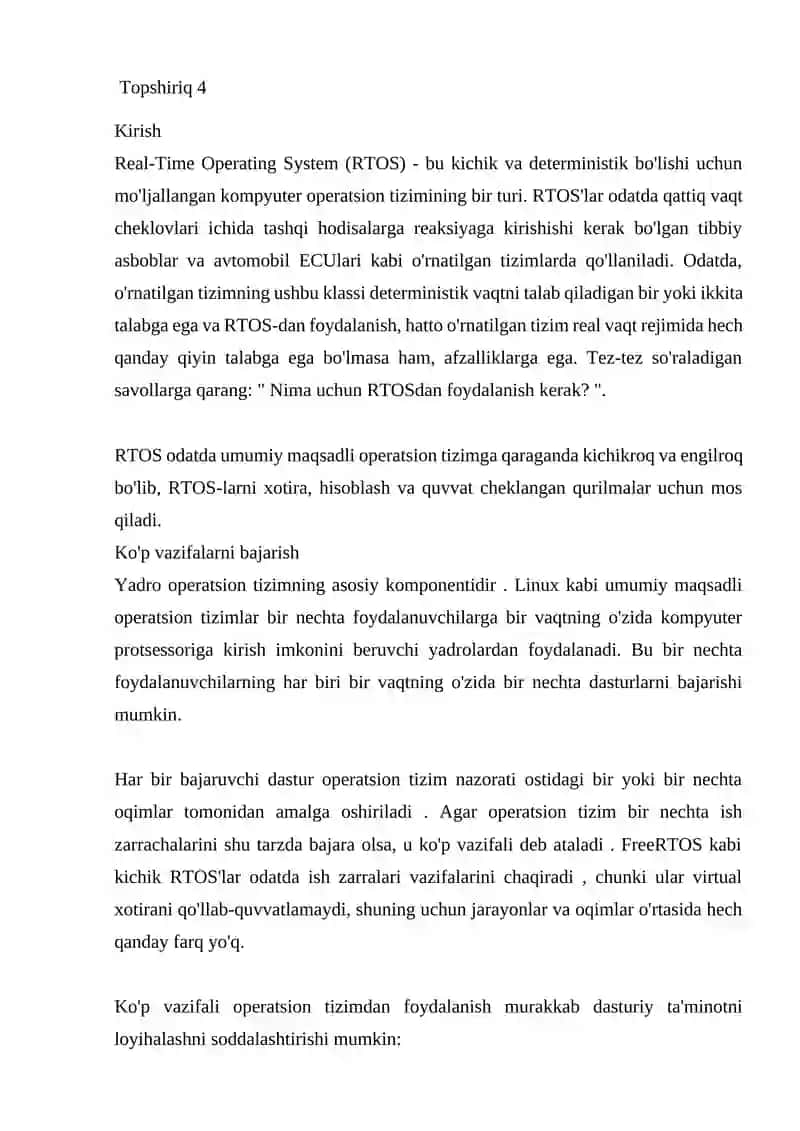 Real-Time Operating System (RTOS) 2