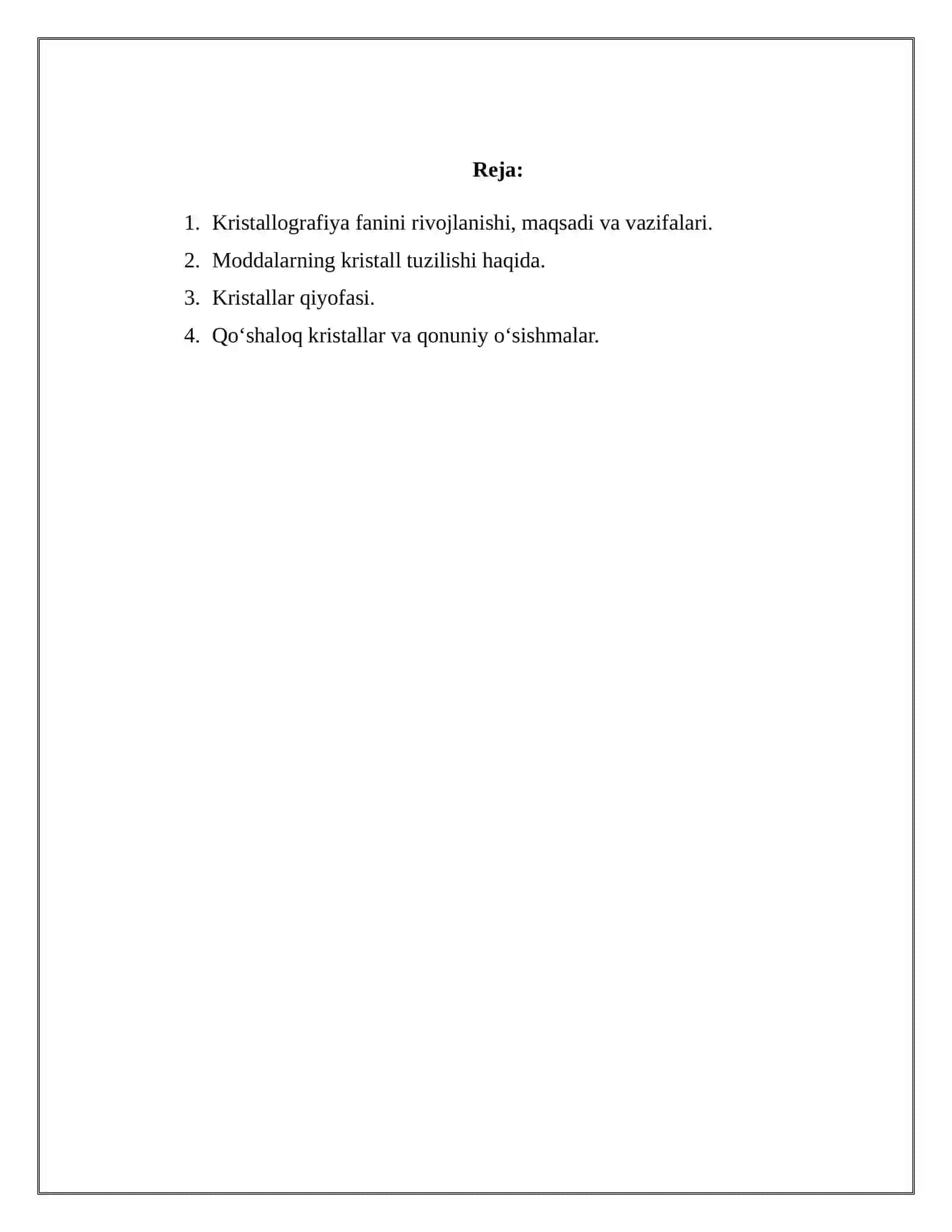 Kristallografiya fanining maqsadi va vazifalari 2