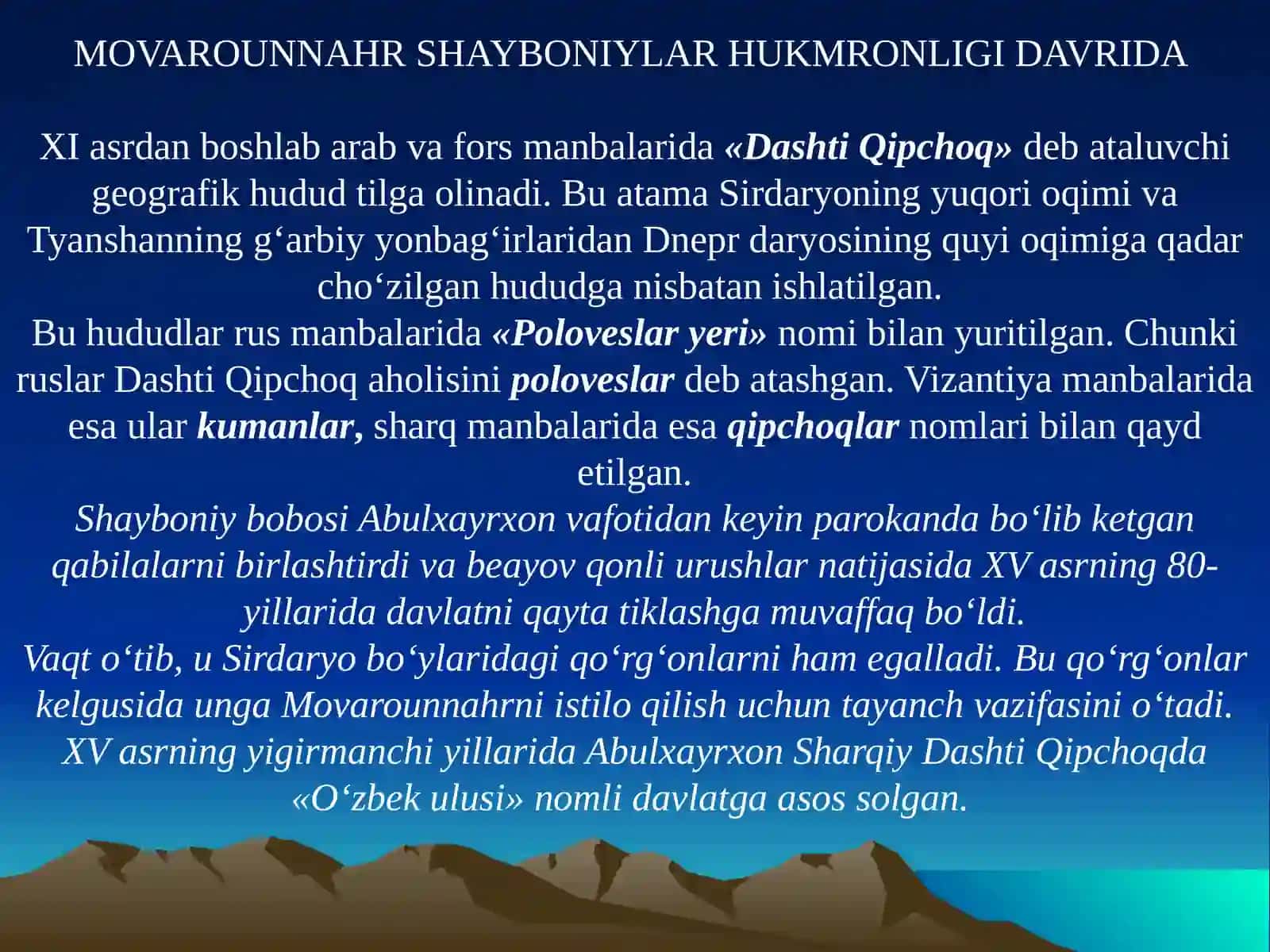 MOVAROUNNAHR SHAYBONIYLAR HUKMRONLIGI DAVRIDA 2