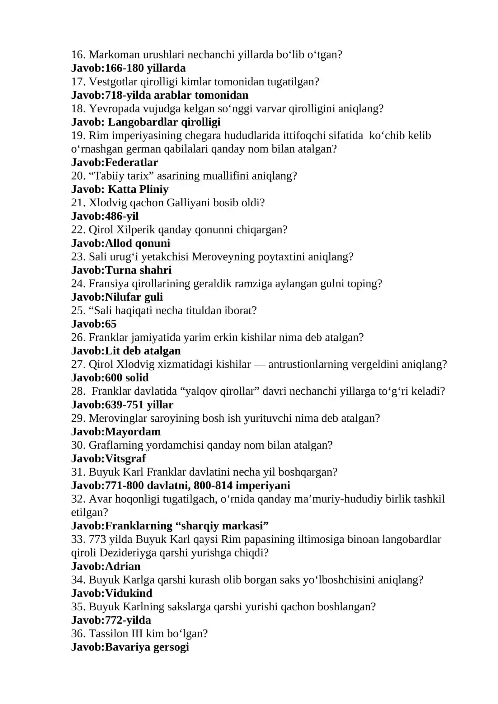 JAHON TARIXI (o‘rta asrlar davri)dan 2