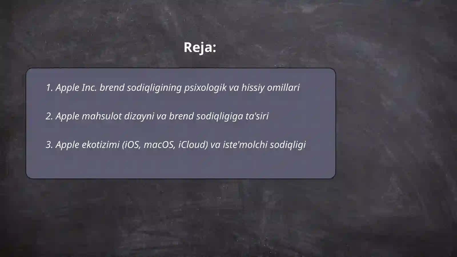 Apple Inc. brend sodiqligi va iste’molchi qaror qabul qilish jarayoni 2
