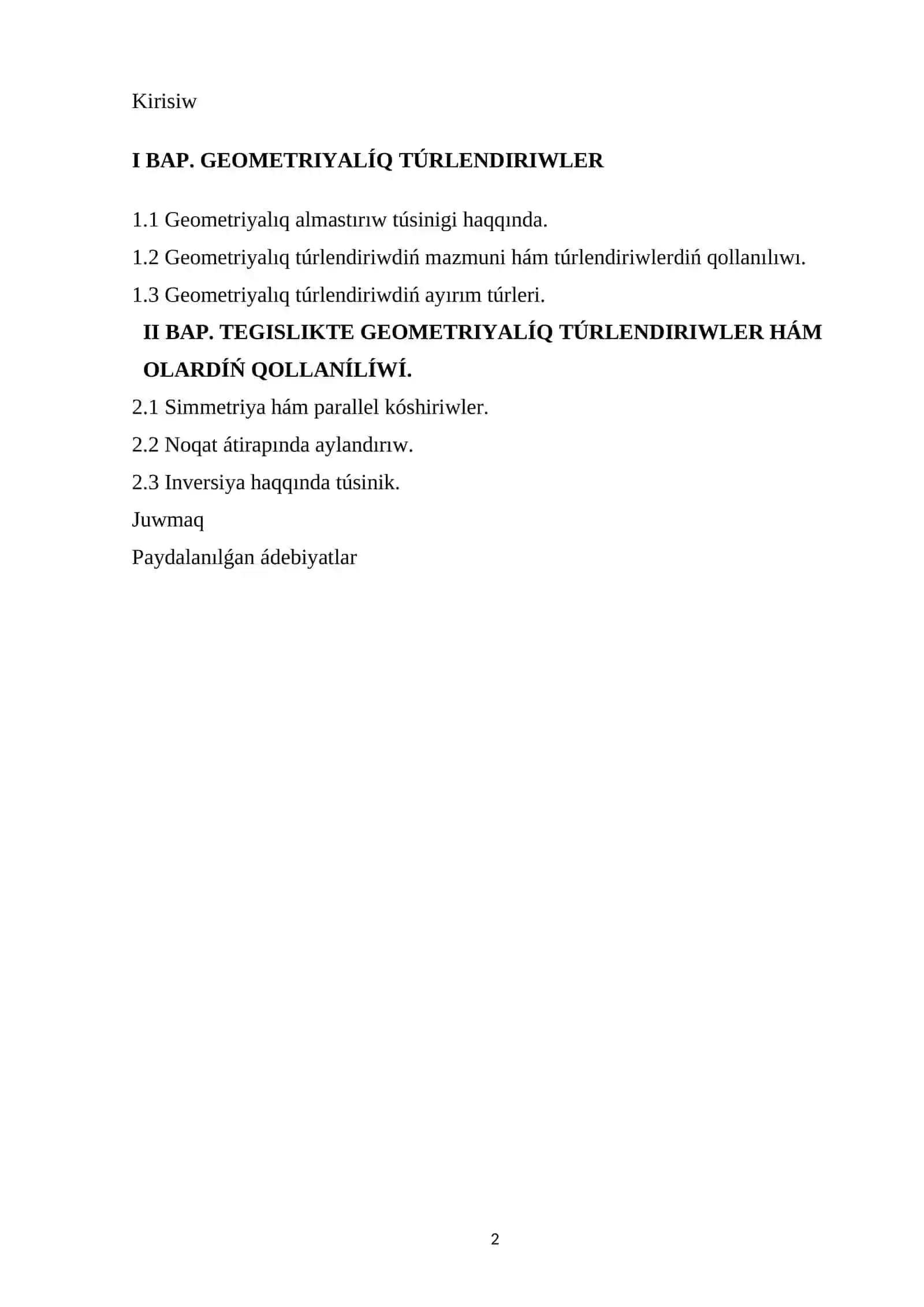 Geometriya matematika kursi 2