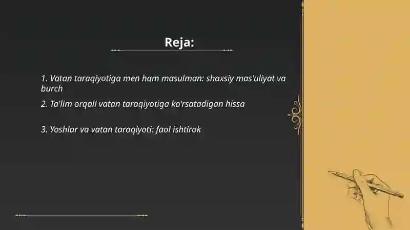 Vatan taraqiyotiga men ham masulman 2