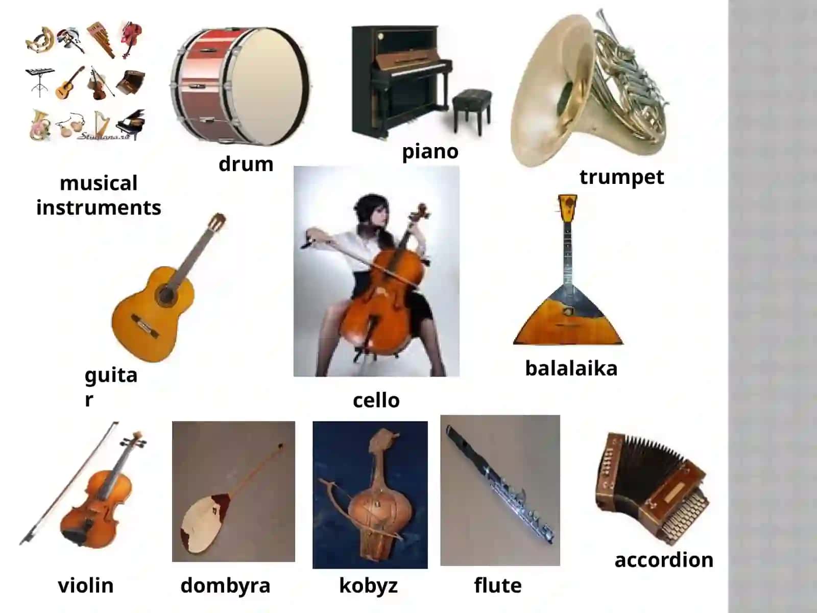 7-sinf Ingliz tili fanidan Musical instruments mavzuda dars taqdimot 2
