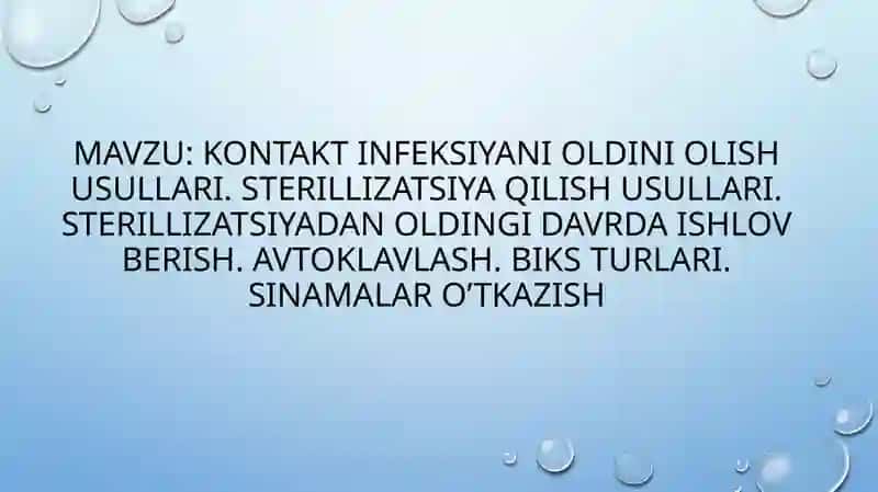 Kontakt infeksiyani oldini olish usullari 2