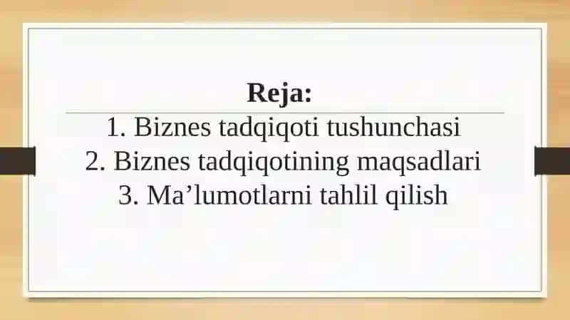 Biznesni tadqiqetishni tadqiqqilish 2