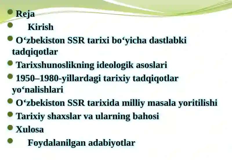 O‘zbekiston SSR tarixi tarix shunosligi masalalari 2