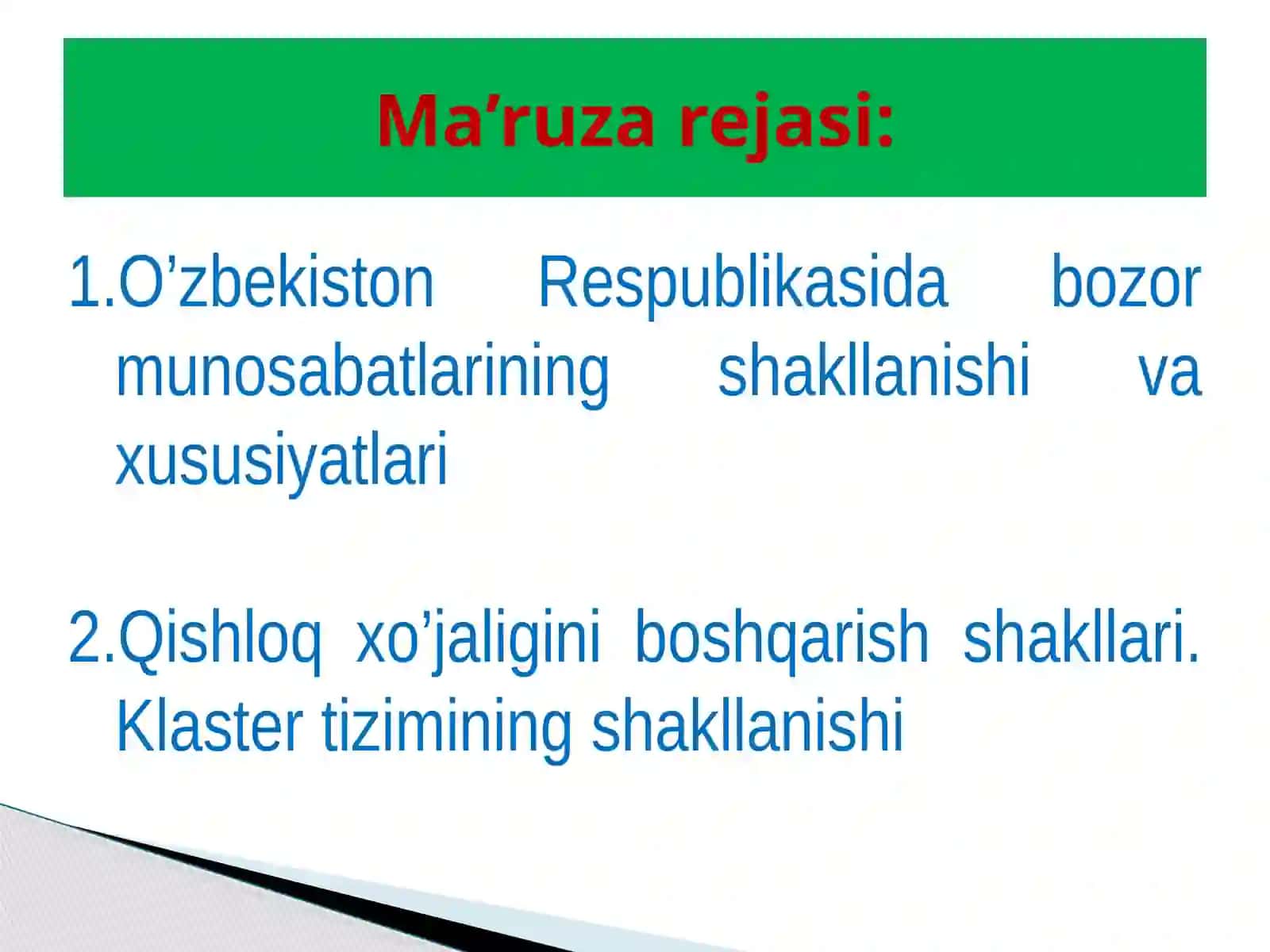 GUMANITAR VA IJTIMOIY -IQTISODIY FANLAR KAFEDRASI Ma’ruzarejasi 2