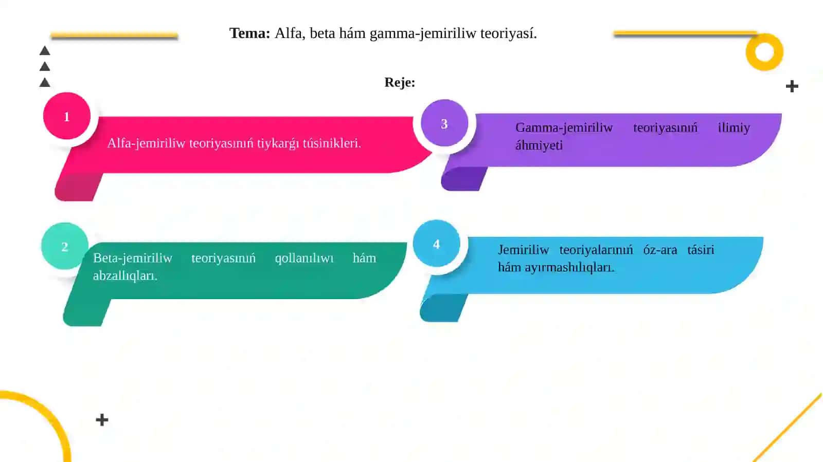 ATOM YADROSI HÁM ELEMENTAR BÓLEKSHELER FIZIKASÍ. PÁNINEN ÓZ BETINSHE JUMÍS 2