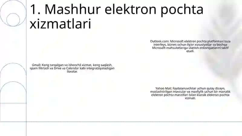 Elektron Pochta Xizmati Turlari 2