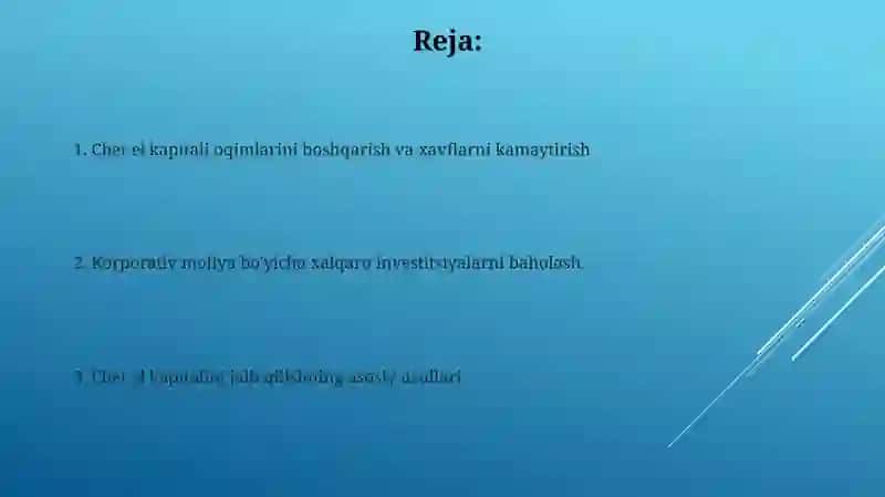 Korporativ moliyada xorijiy kapitalni jalb etish 2