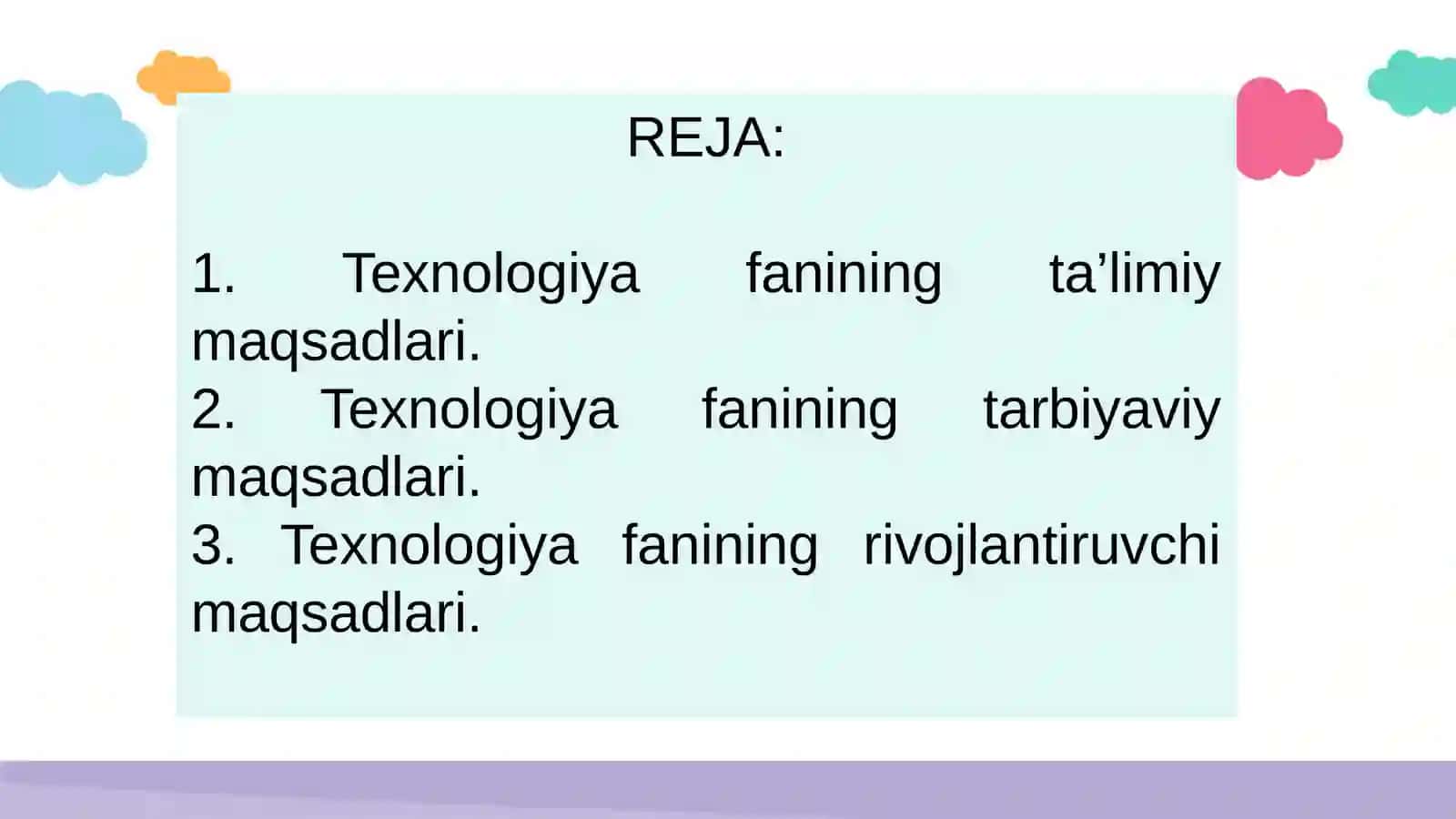 Boshlang’ich ta’limda texnologiya fanining maqsadlari 2