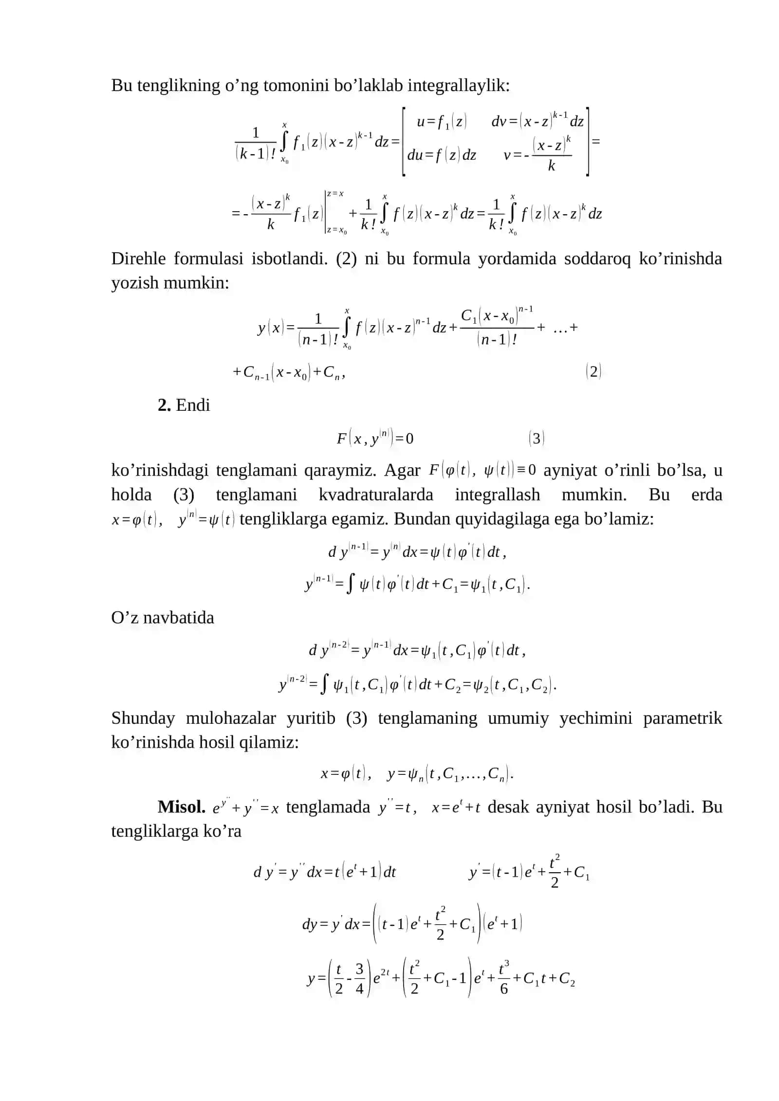 Yuqori tartibli differensial tenglamalar 2