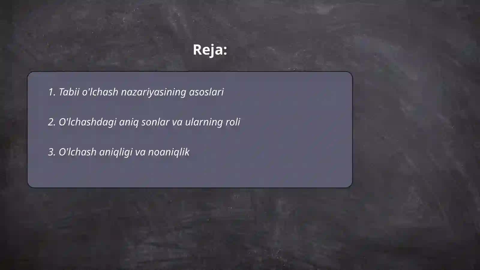 O'lchash nazariyasi 2