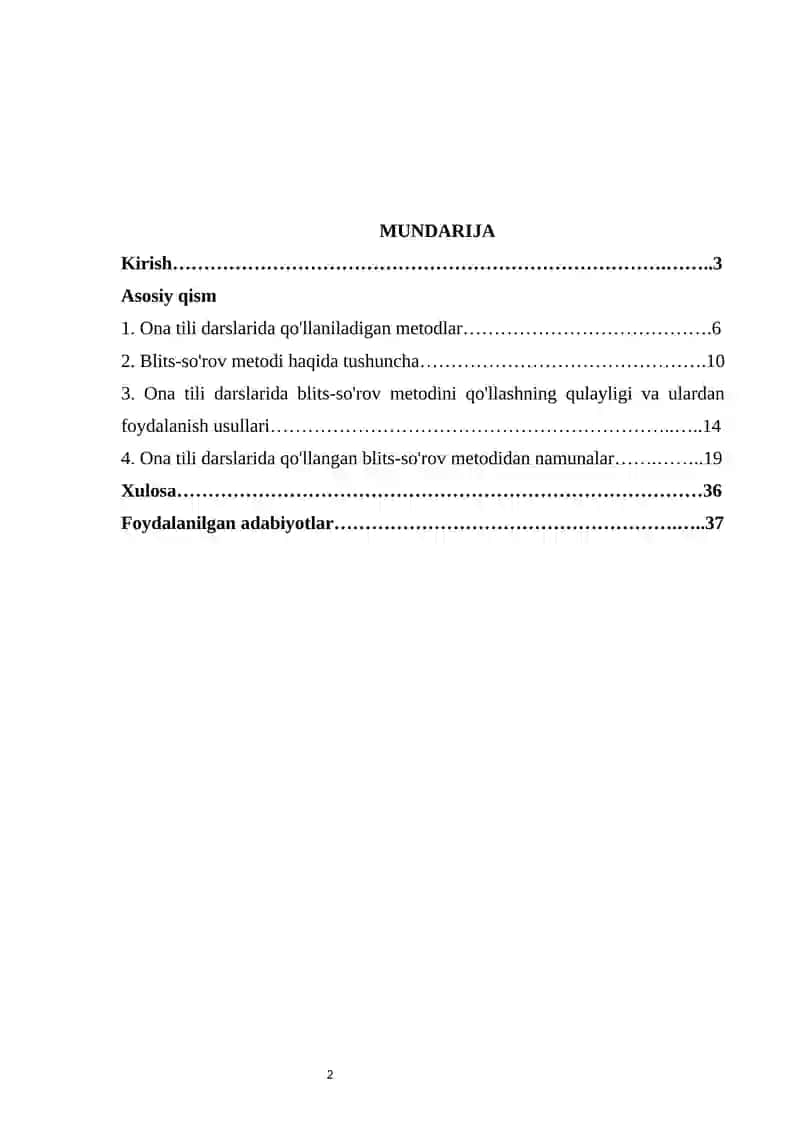 Ona tili darslarida“blits-so‘rov” metodini qo‘llash. 2