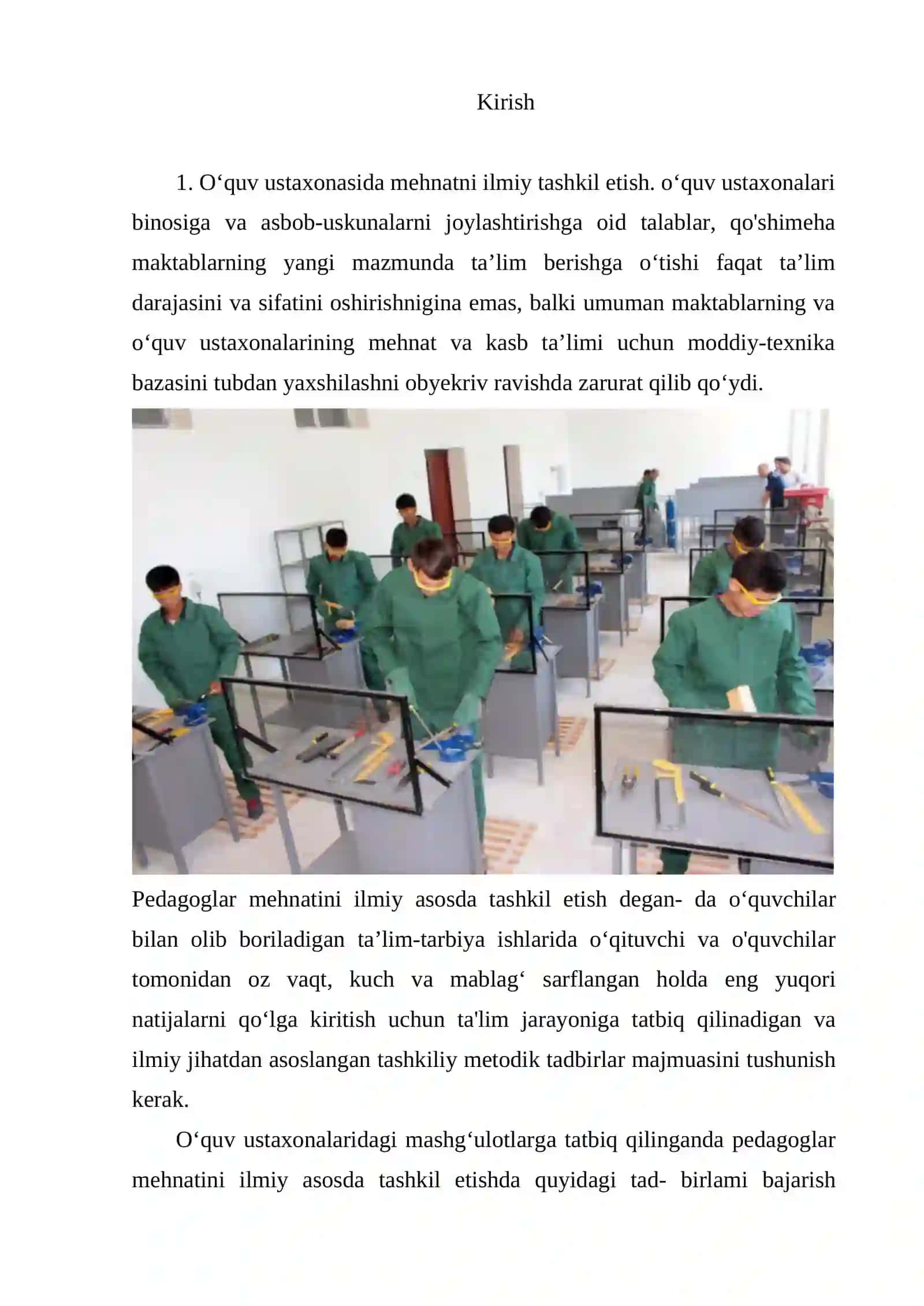 O‘QUV USTAXONASINI TASHKIL ETISH VA JIHOZLASH 2