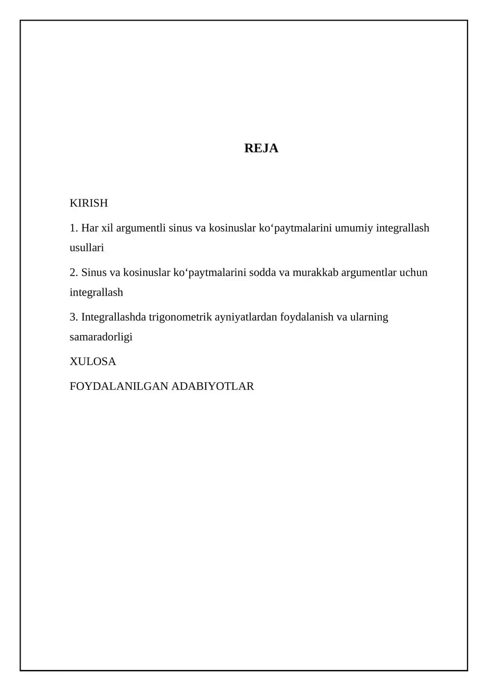 Trigonemetrik funksiyalarni integrallash Har hil argumentli sinus va kosinuslar kopaytmalari shaklidagi funksiyalarni integrallash 2