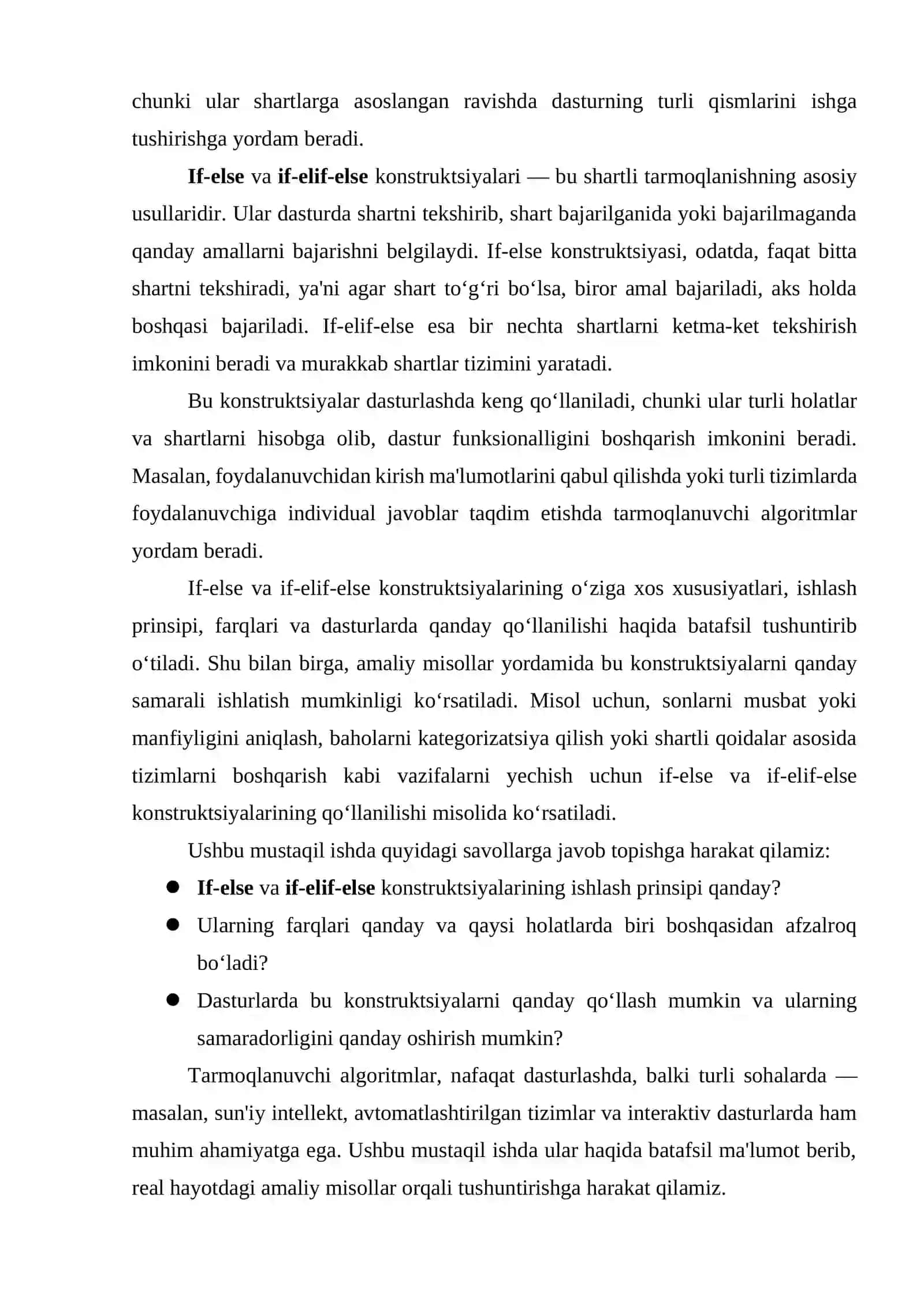 Tarmoqlanuvchi algoritmlar (If…else If…else, if-elif…else larning bir biridan farqi) 2
