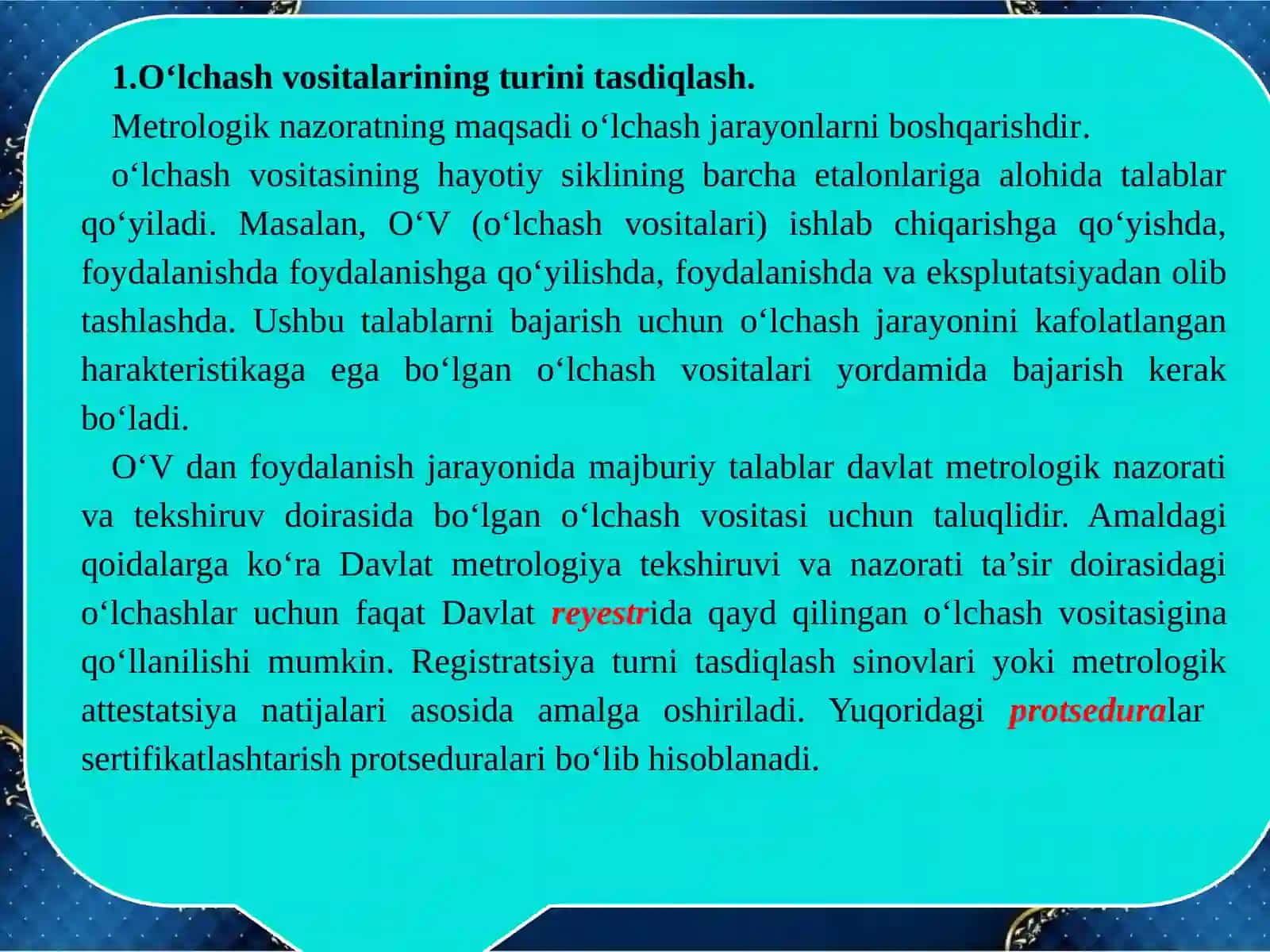 O‘lchash vositalarini metrologik attestatlash 2