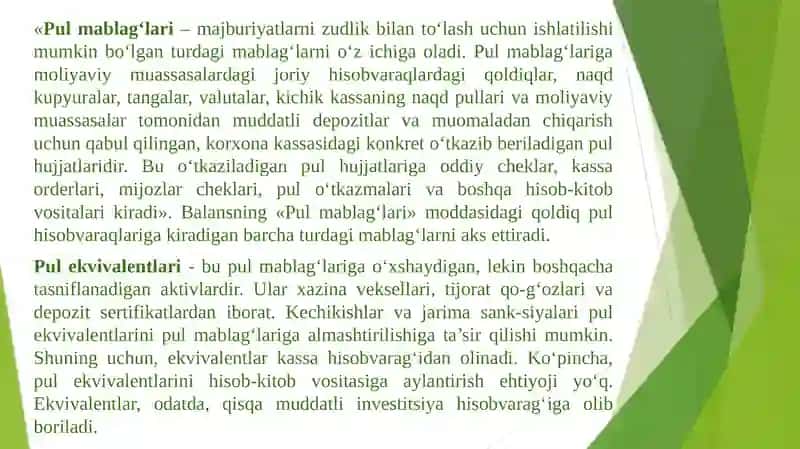 PUL OQIMLARI TAHLILI. XO`JALIK YURITUVCHI SUB`EKTLAR XUSUSIY KAPITAL TAHLILI. 2