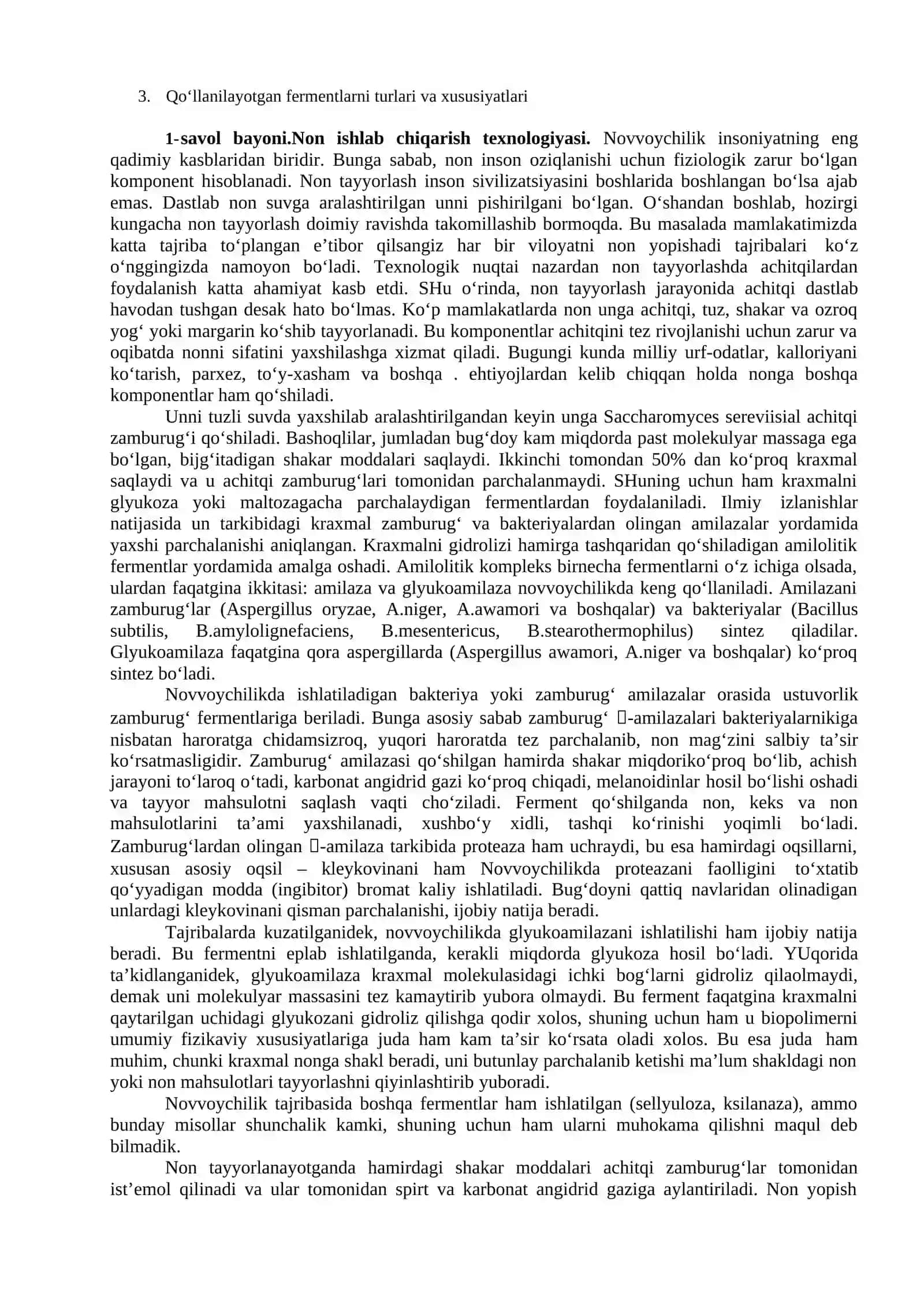 NON VA NON MAHSULOTLARI ISHLAB CHIQARISHDA BIOTEXNOLOGIYA 2