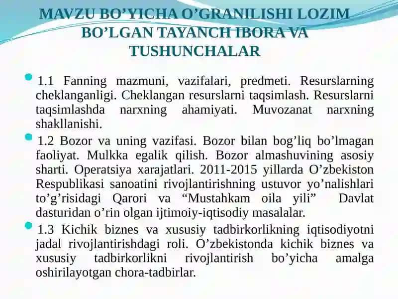 FANNING MAZMUNI, MAQSADI VA VAZIFALARI 2