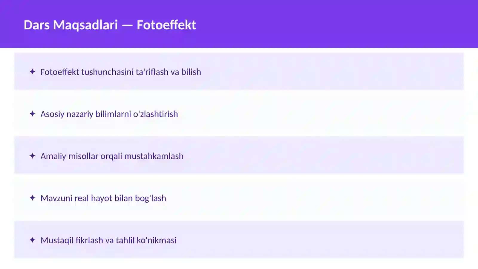 FIZIKA Difraktsiya O'qituvchilar va talabalar uchun dars ishlanma 2