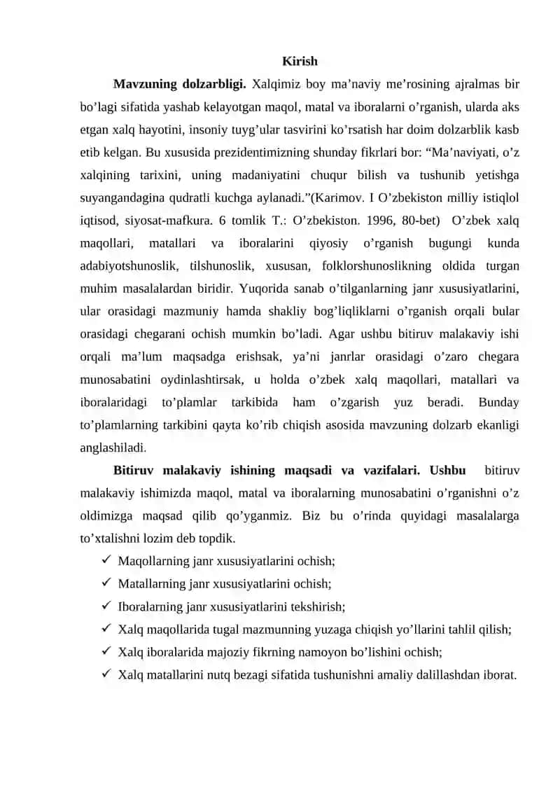 O`ZBEK XALQ MAQOLLARIDA SHART MUNOSABATINING FOYDALANISHI 2