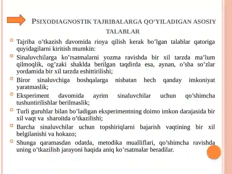 Psixodiyagnostika metodlari klassifikatsiyasi va psixologik testlashtirish shakllari 2