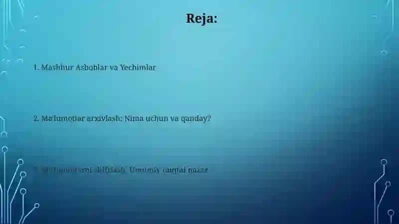 Ma'lumotlarni shirflash va arxivlash vositalari 2
